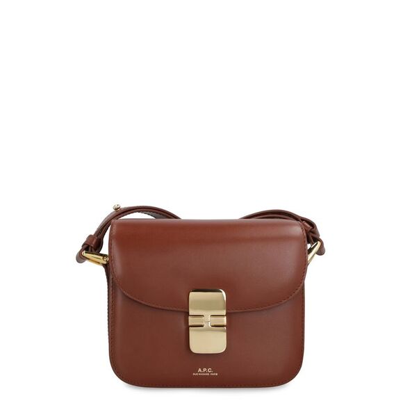 Grace Mini Brown Leather Crossbody Bag with Gold-Tone Accents - Picture 1 of 4